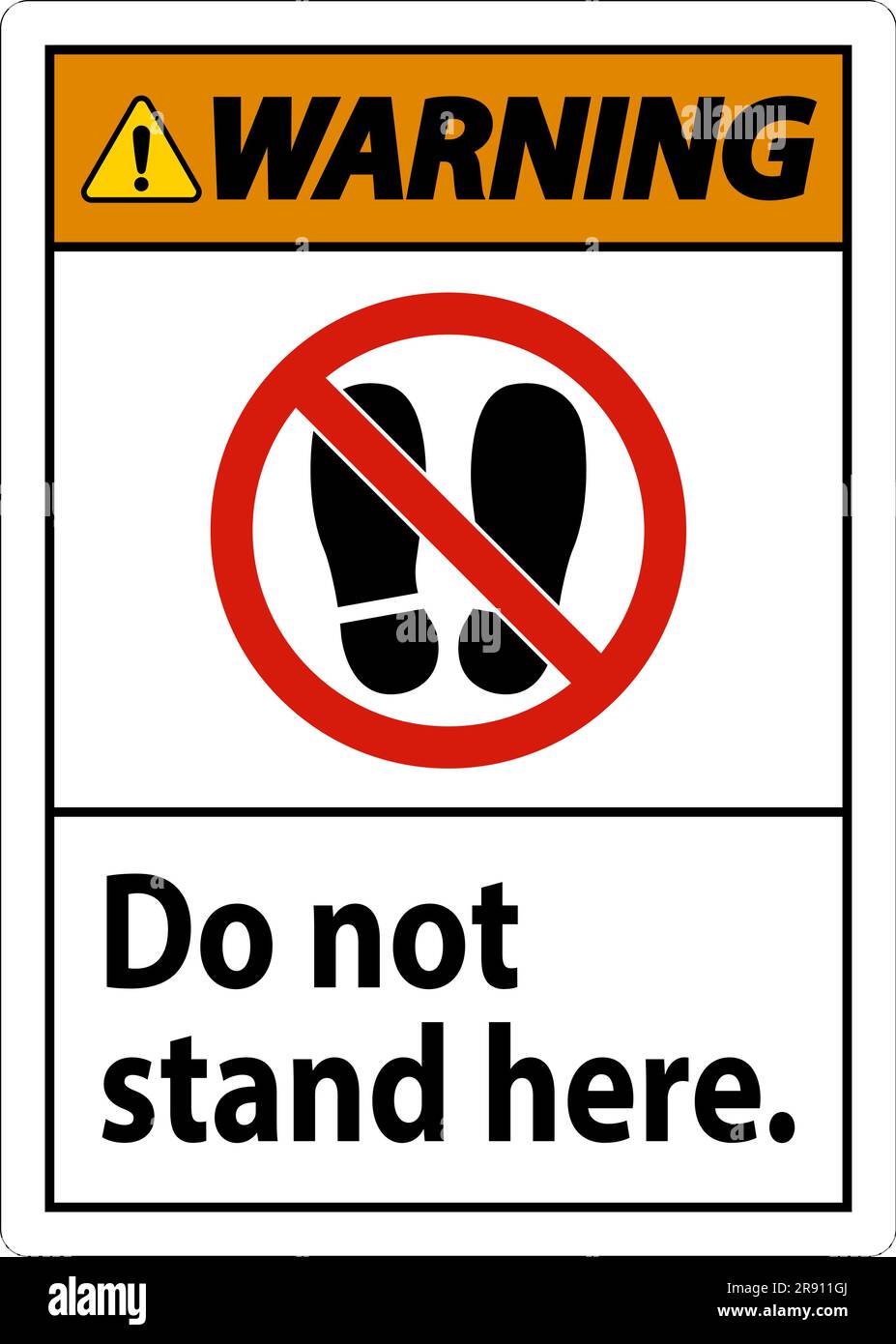 Warning Sign Do Not Stand Here On White Background Stock Vector Image