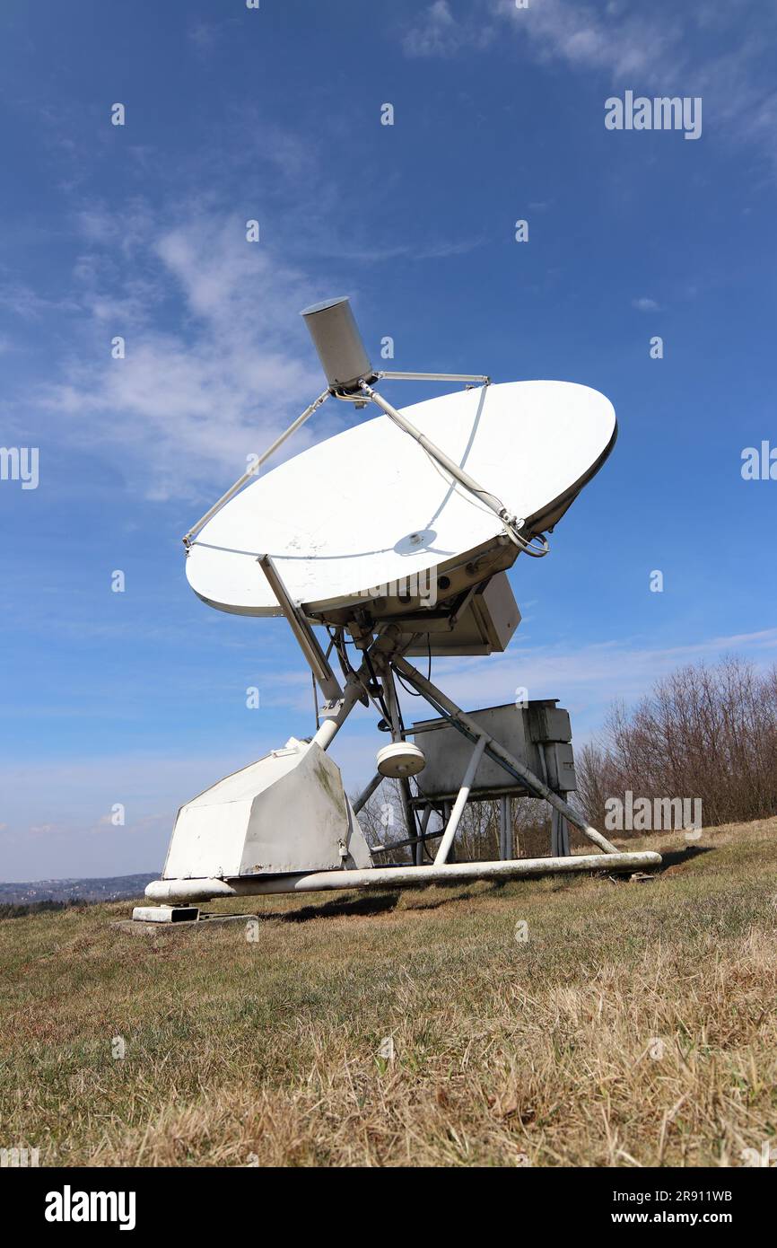 Radiotelescope - directional antenna used in radio astronomy to receive and collect data from satellites and space probes Stock Photo