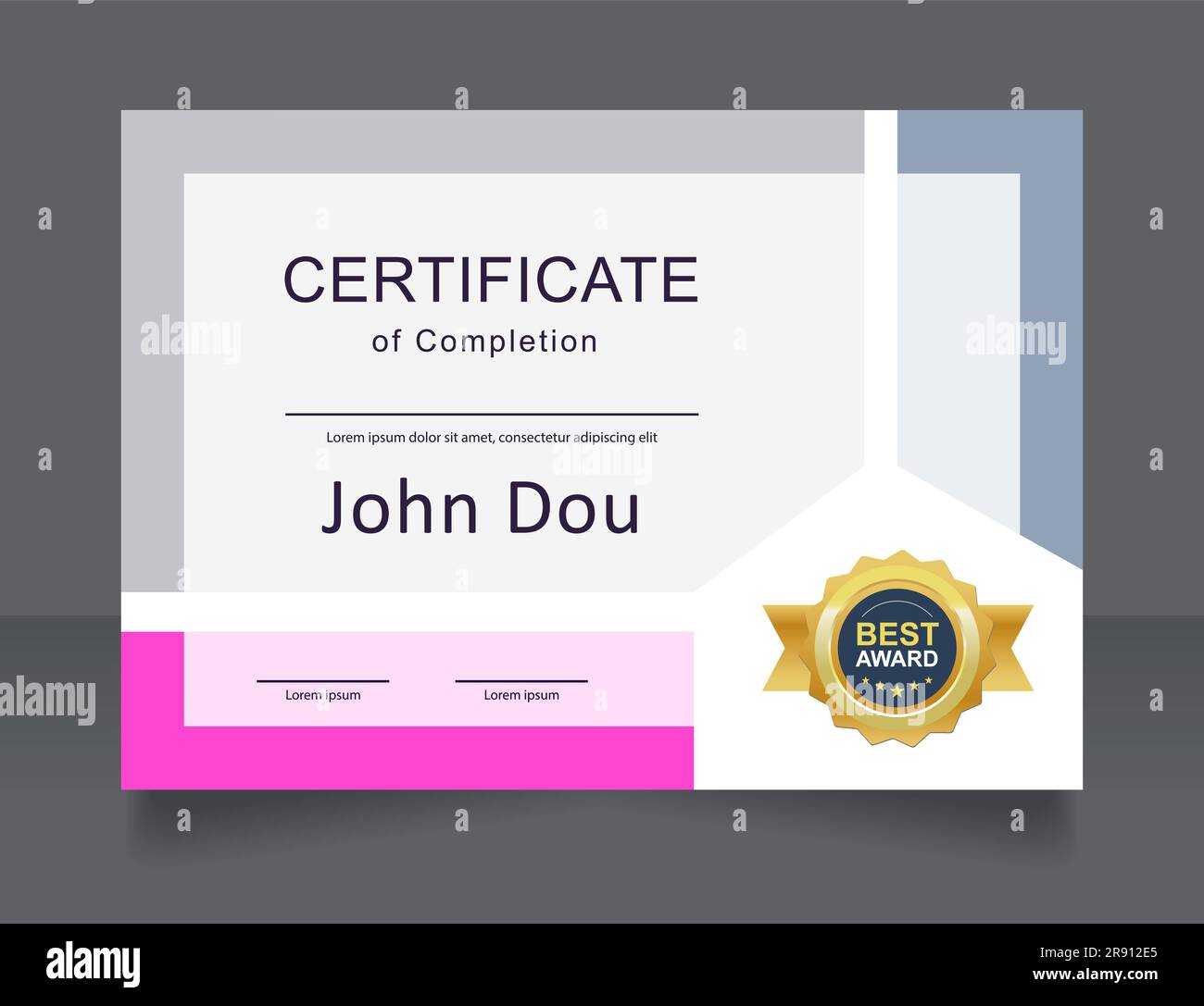 Manicure master school completion certificate design template Stock Vector