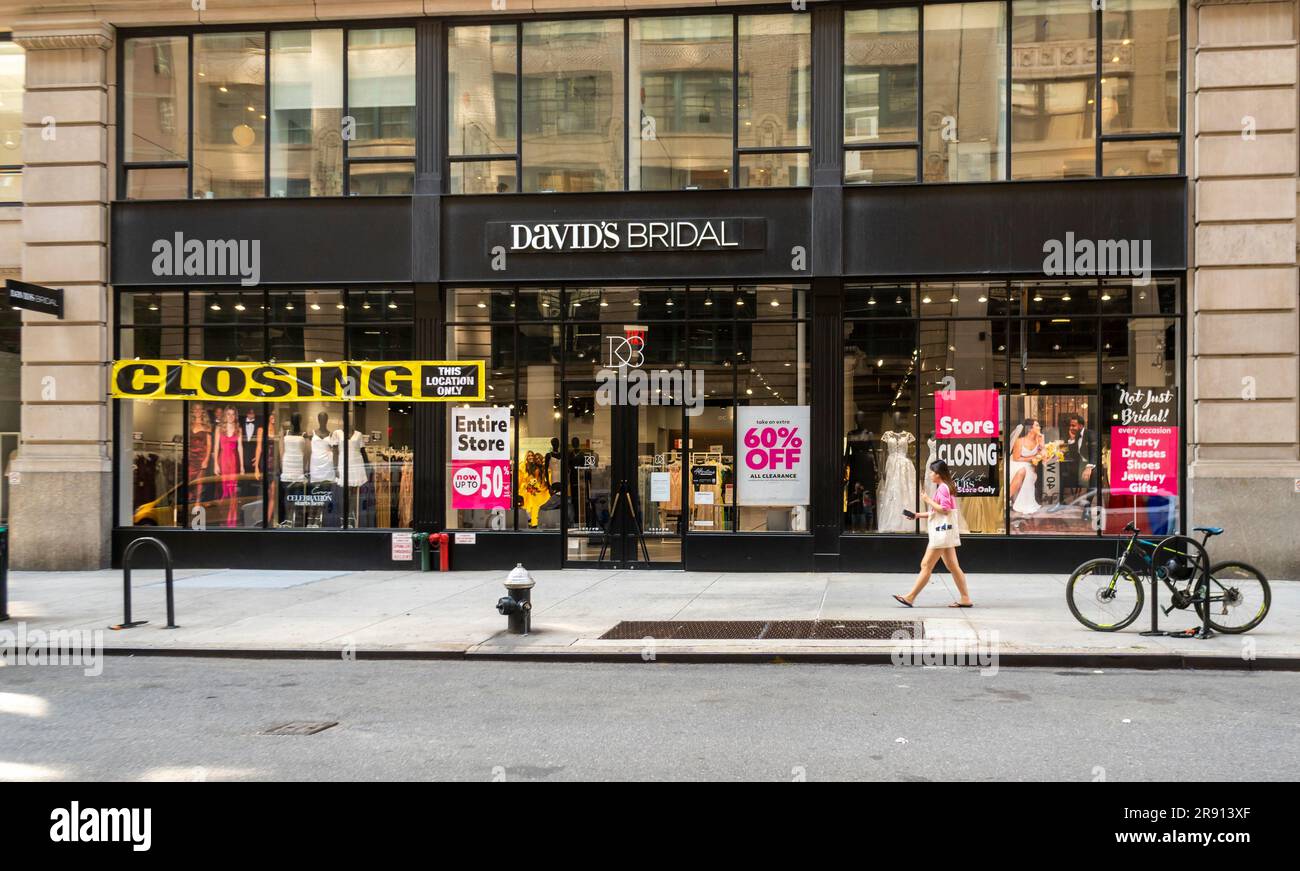 The David s Bridal store in the Chelsea neighborhood of New York is plastered with signs announcing the storeOs closure seen on Tuesday June 13 2023. David s Bridal is in Chapter 11 bankruptcy