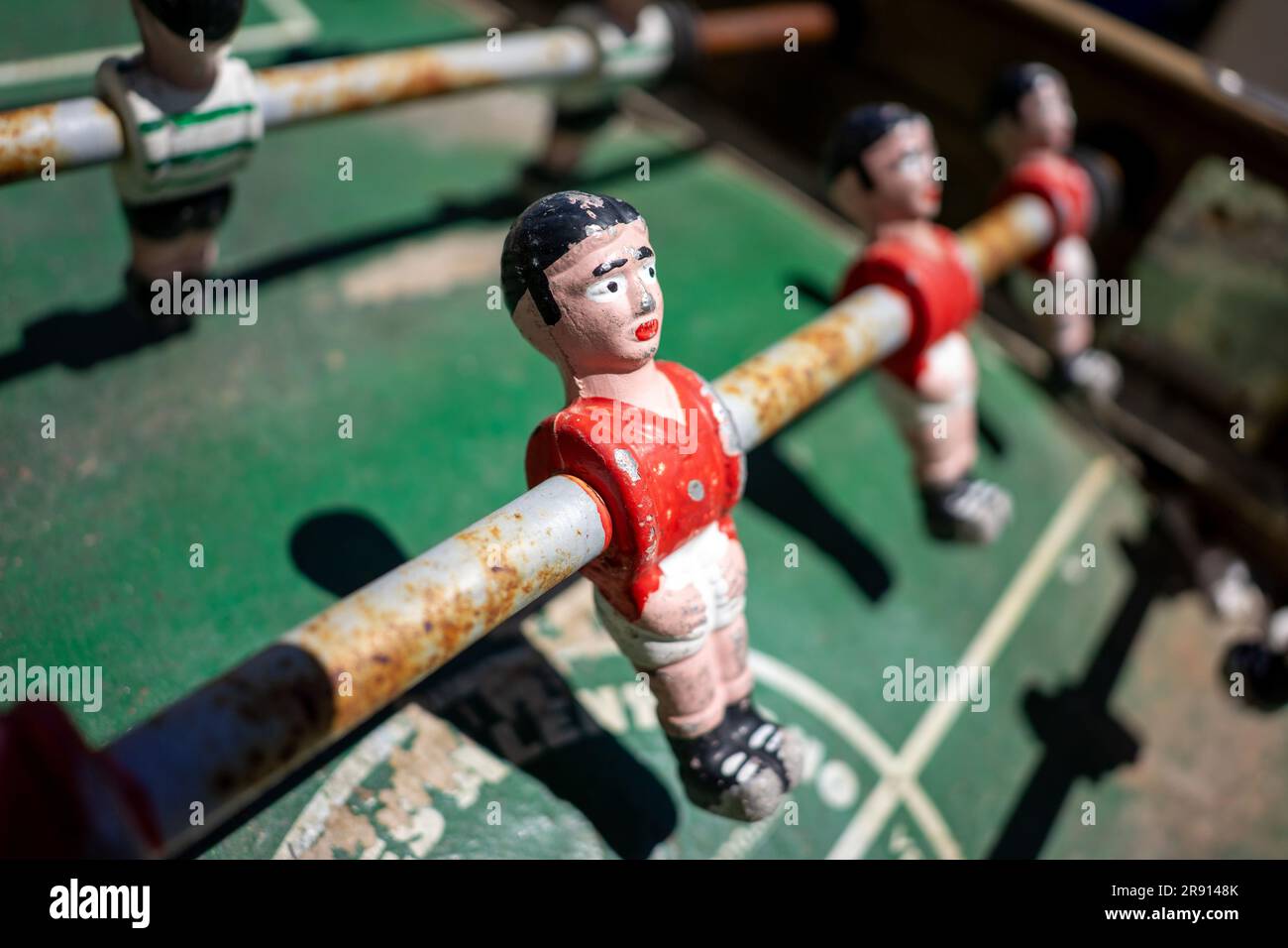 Vintage foosball table Stock Photo Alamy