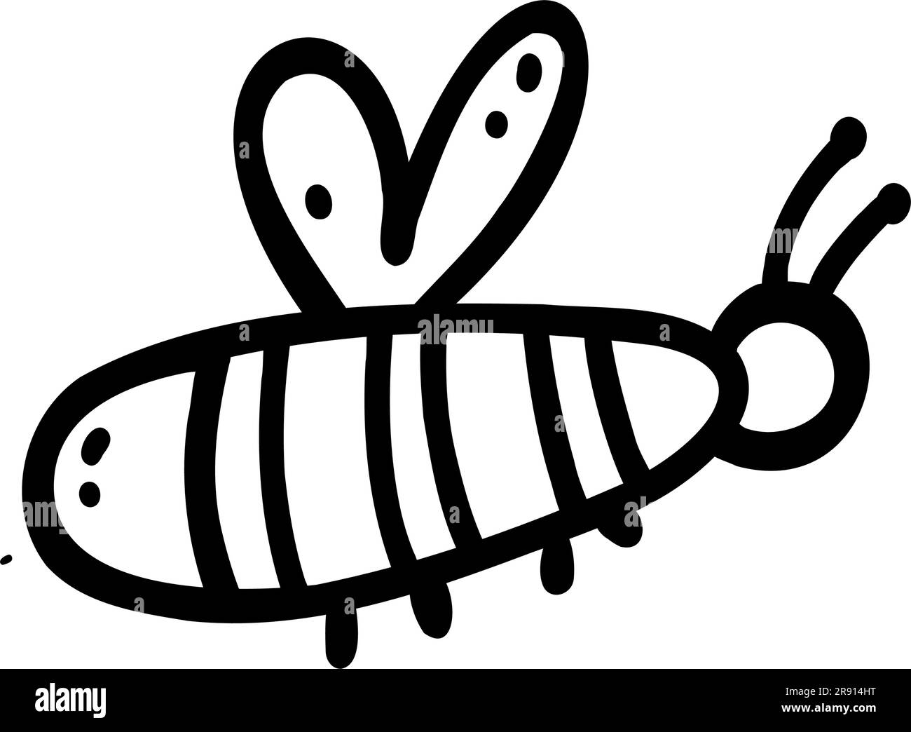 Hand drawn doodle bee. vector illustration of outline insect for print ...