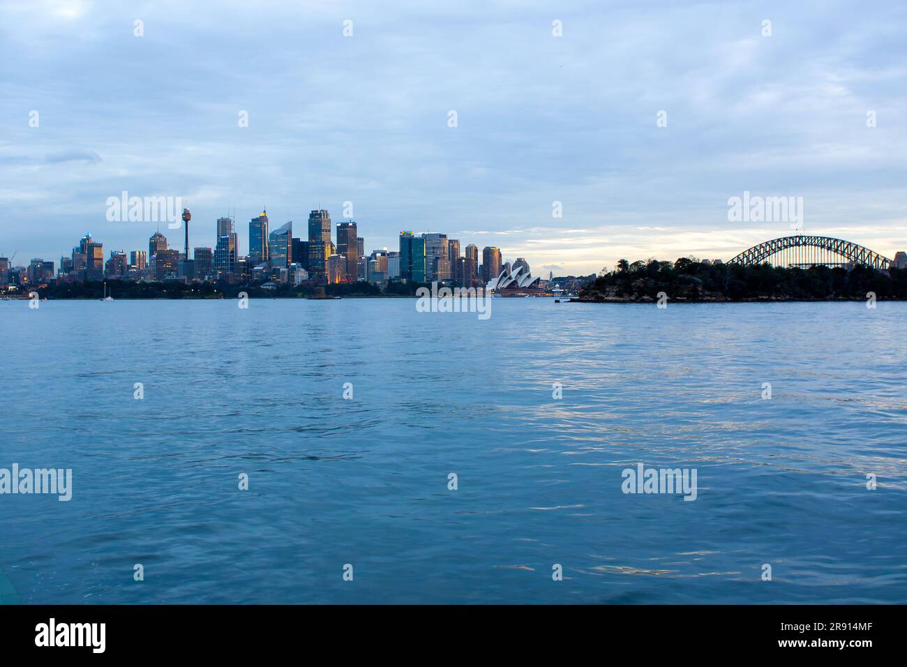 Panoramic view of the Sydney Skyline from the water Stock Photo