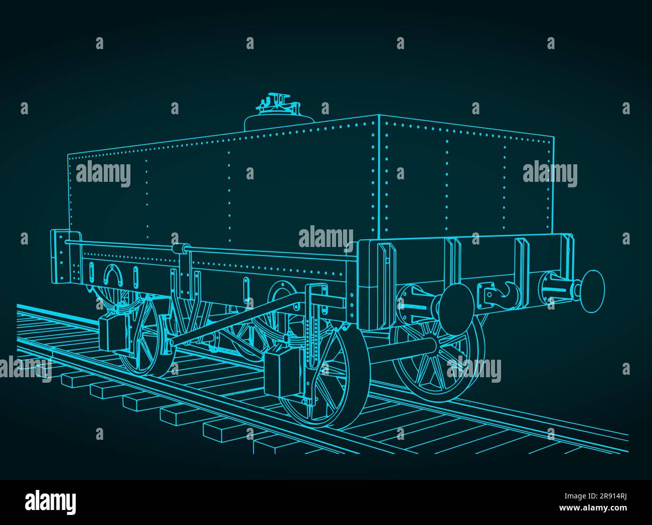 Stylized vector illustration of rectangular tar tank wagon Stock Vector
