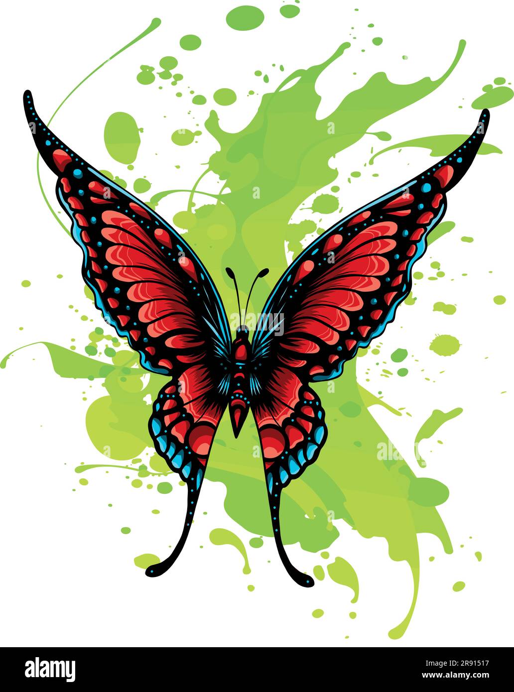 vector illustration of colored butterfly hand draw Stock Vector
