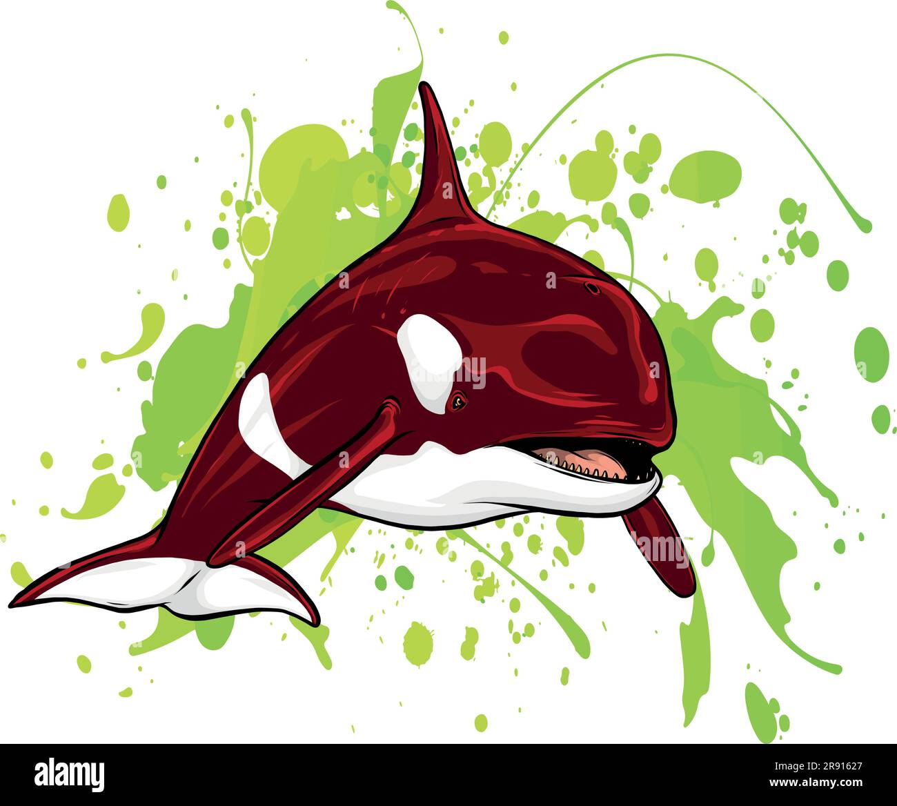 illustration of killer whale jumping out of water Stock Vector Image ...