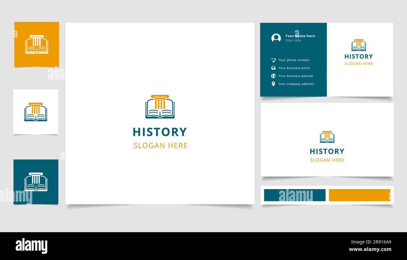 History logo design with editable slogan. Branding book and business