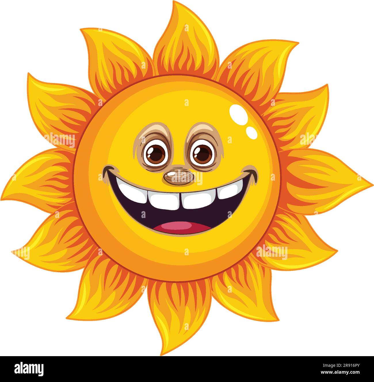 Happy facial expression sunflower cartoon character illustration Stock