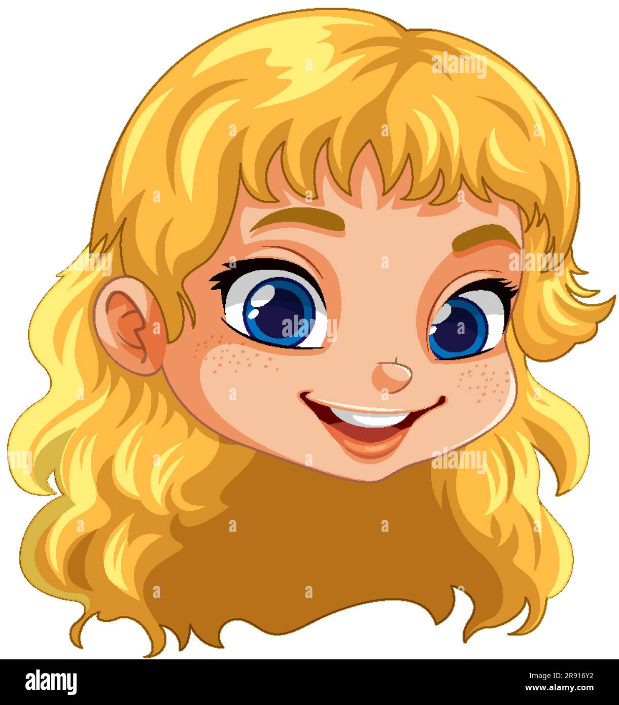 Cute Girl Face with Blonde Hair Vector illustration Stock Vector Image