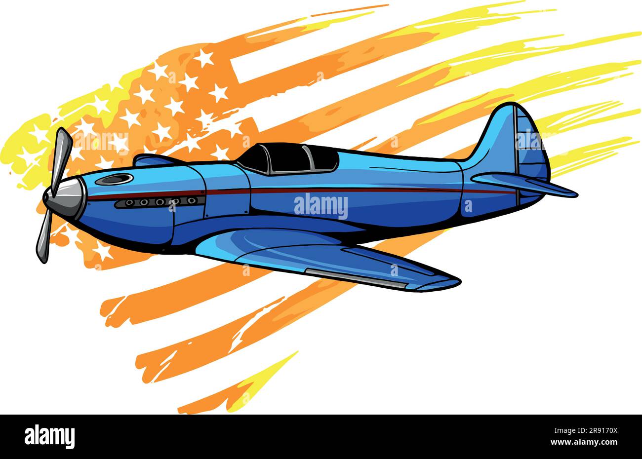 Vector illustration Cartoon airplane with america flag Stock Vector