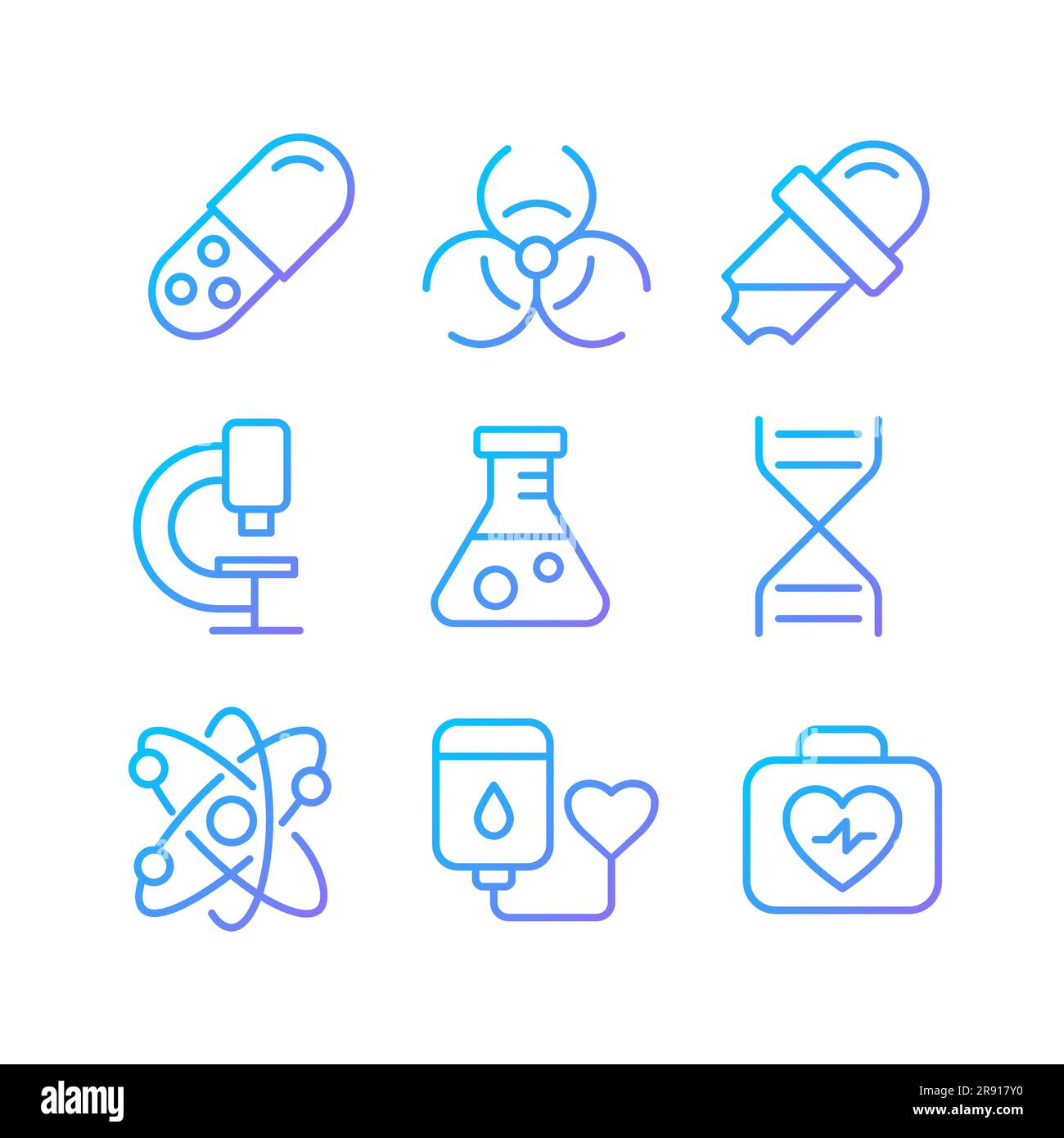 Science related pixel perfect gradient linear vector icons set Stock Vector