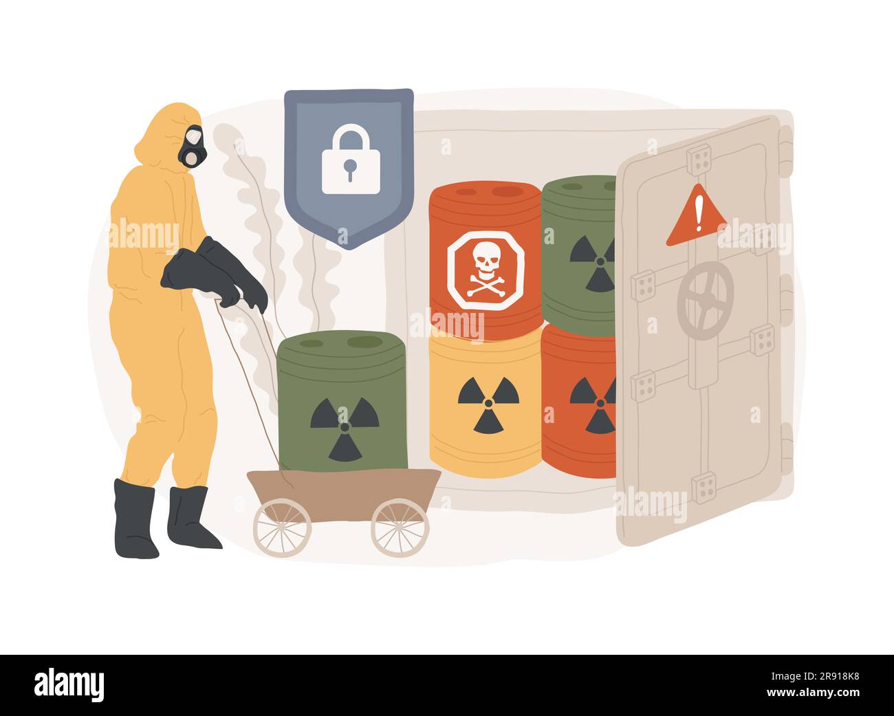 Safe storage of waste isolated concept vector illustration. Chemical ...