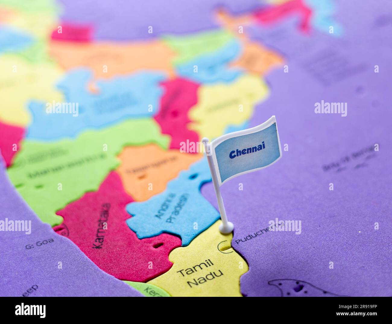 Selective focus on Chennai - the capital city of Tamil Nadu on an