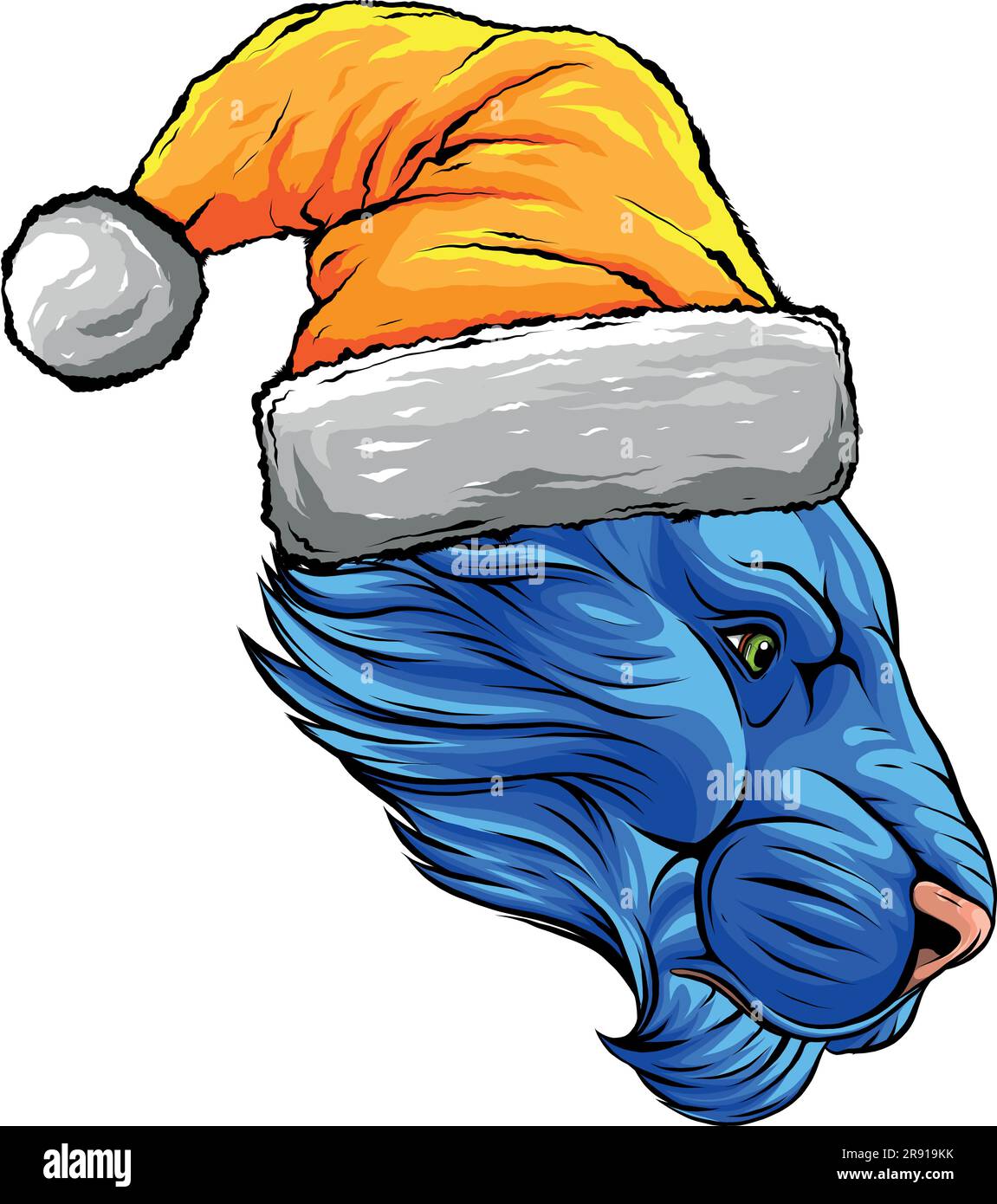 Christmas holidays lion with a cap. Vector illustration Stock Vector ...