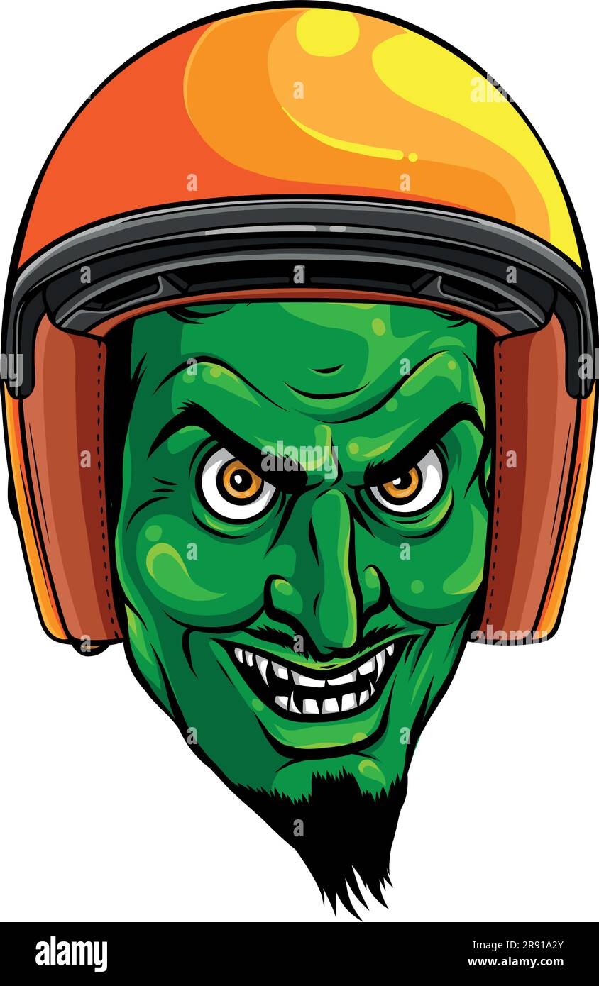 vector illustration of devil head with helmet Stock Vector