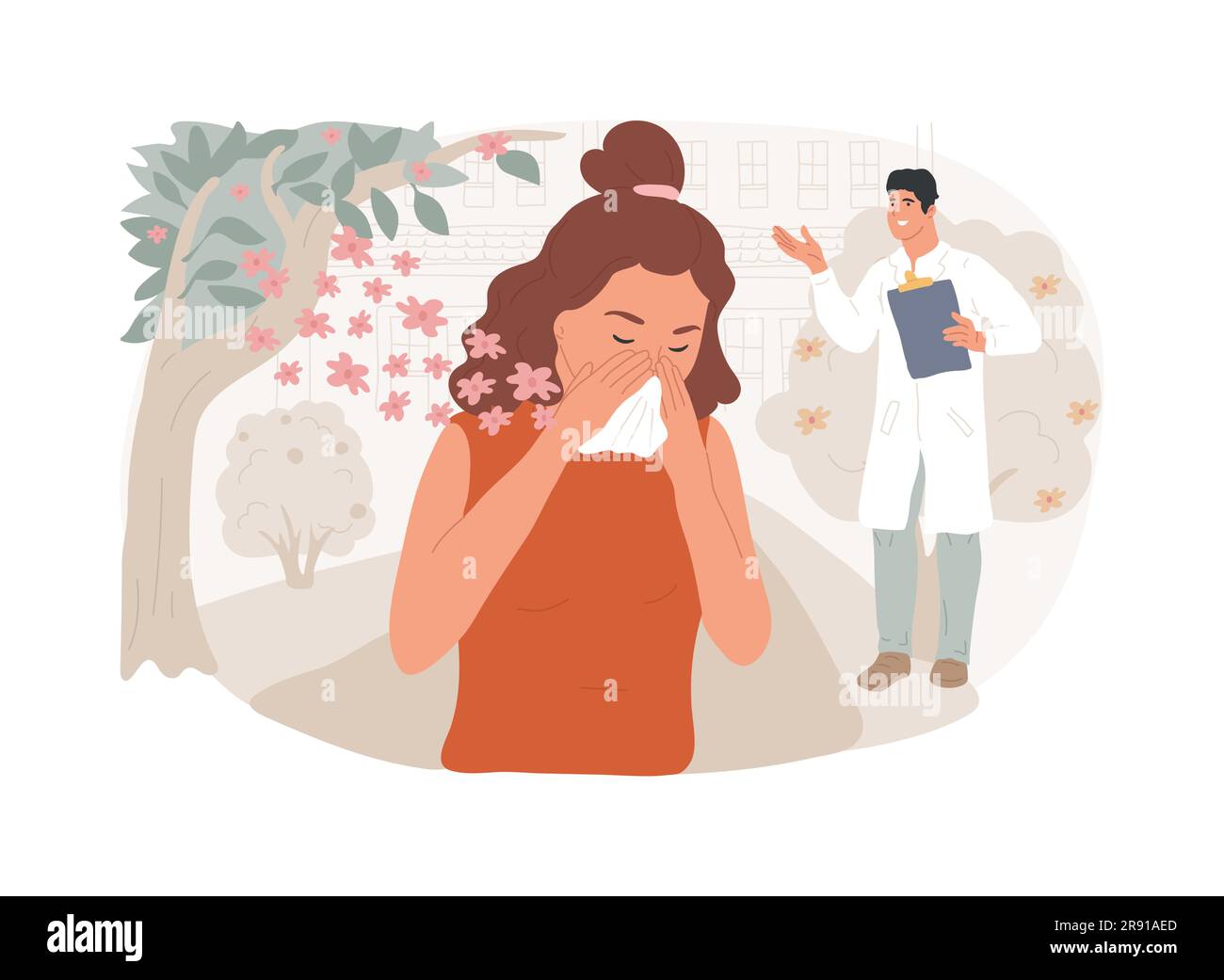 Seasonal allergy isolated concept vector illustration. Pollen allergy