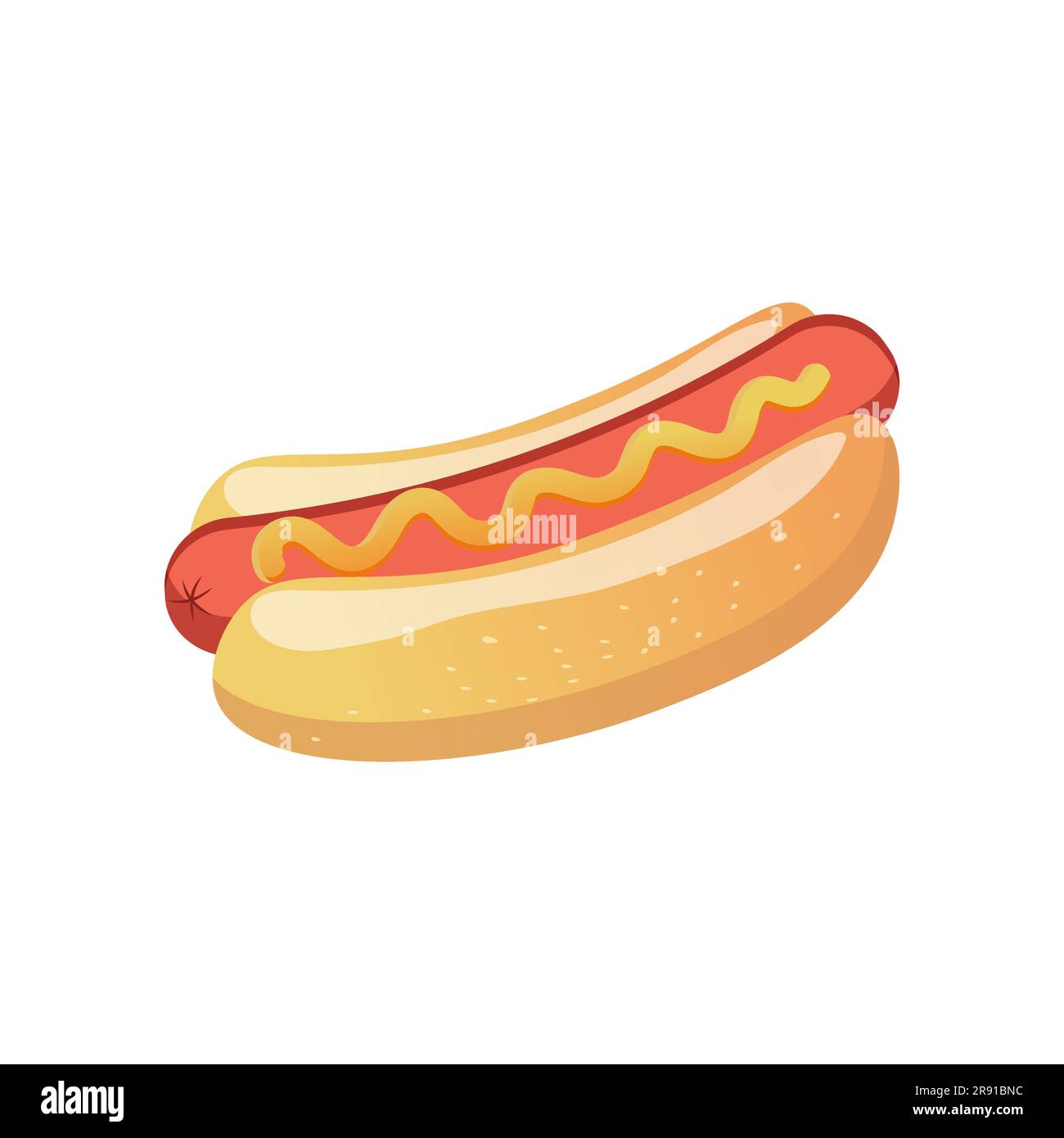 vector hot dog on white isolated background. american food Stock Vector