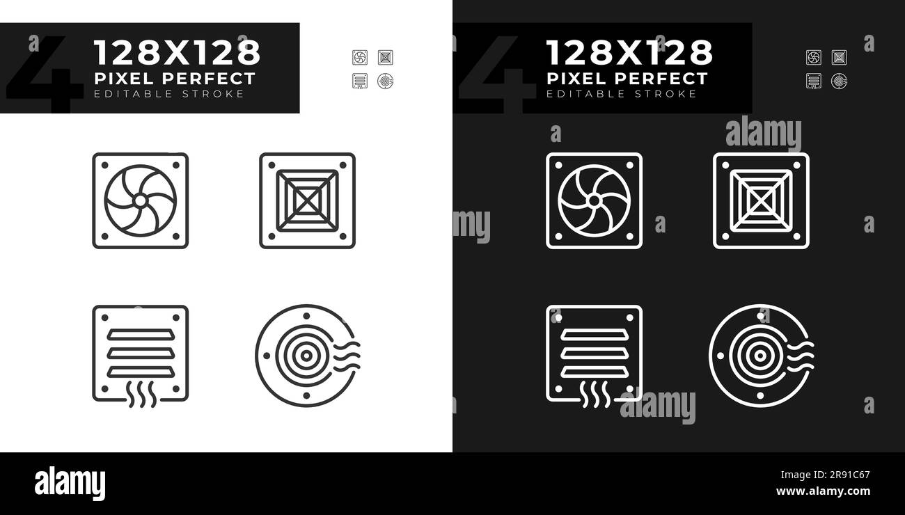 Air system linear icons set for dark, light mode Stock Vector
