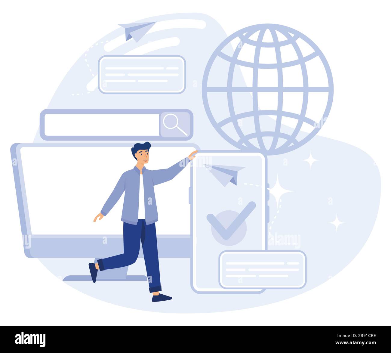 Web development concept, Microsite interface, cross-browser compatibility, 404 error, programming, company page, page not found, flat vector modern il Stock Vector