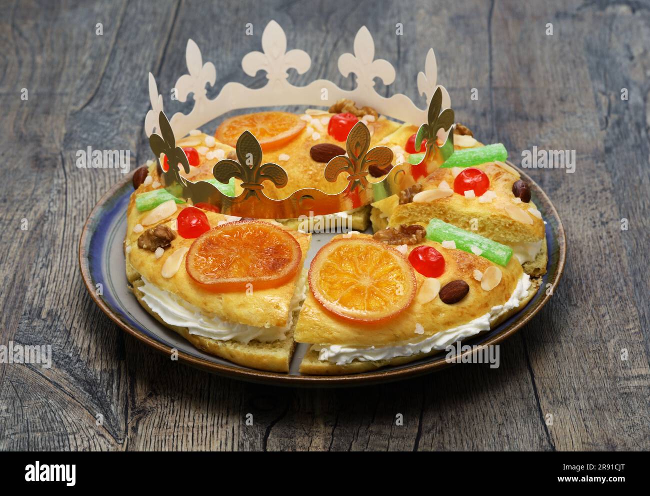 Roscón de reyes, Spanish King’s cake Stock Photo