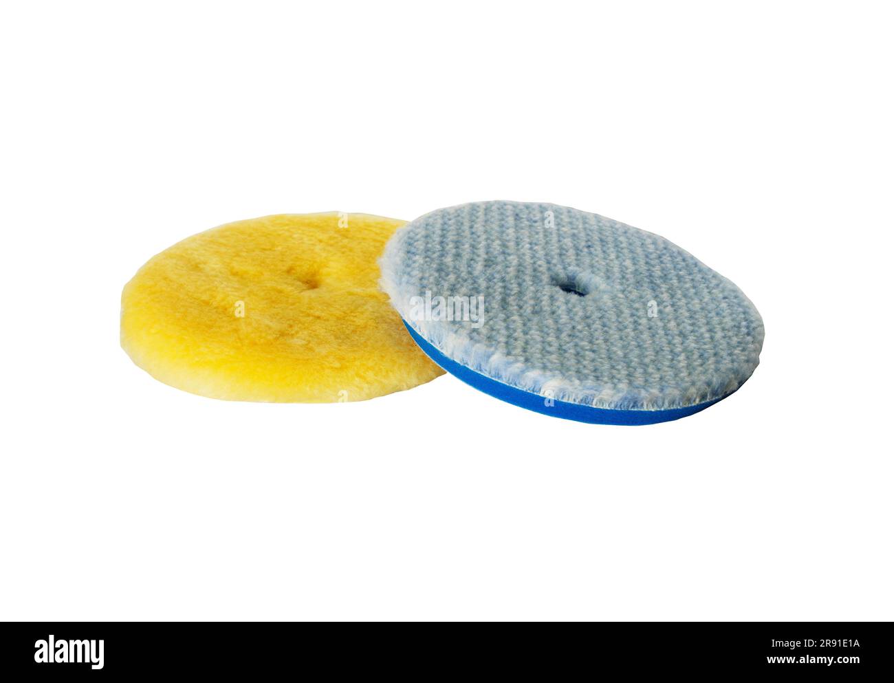 Special multicolored sponges for polishing the car after painting on a