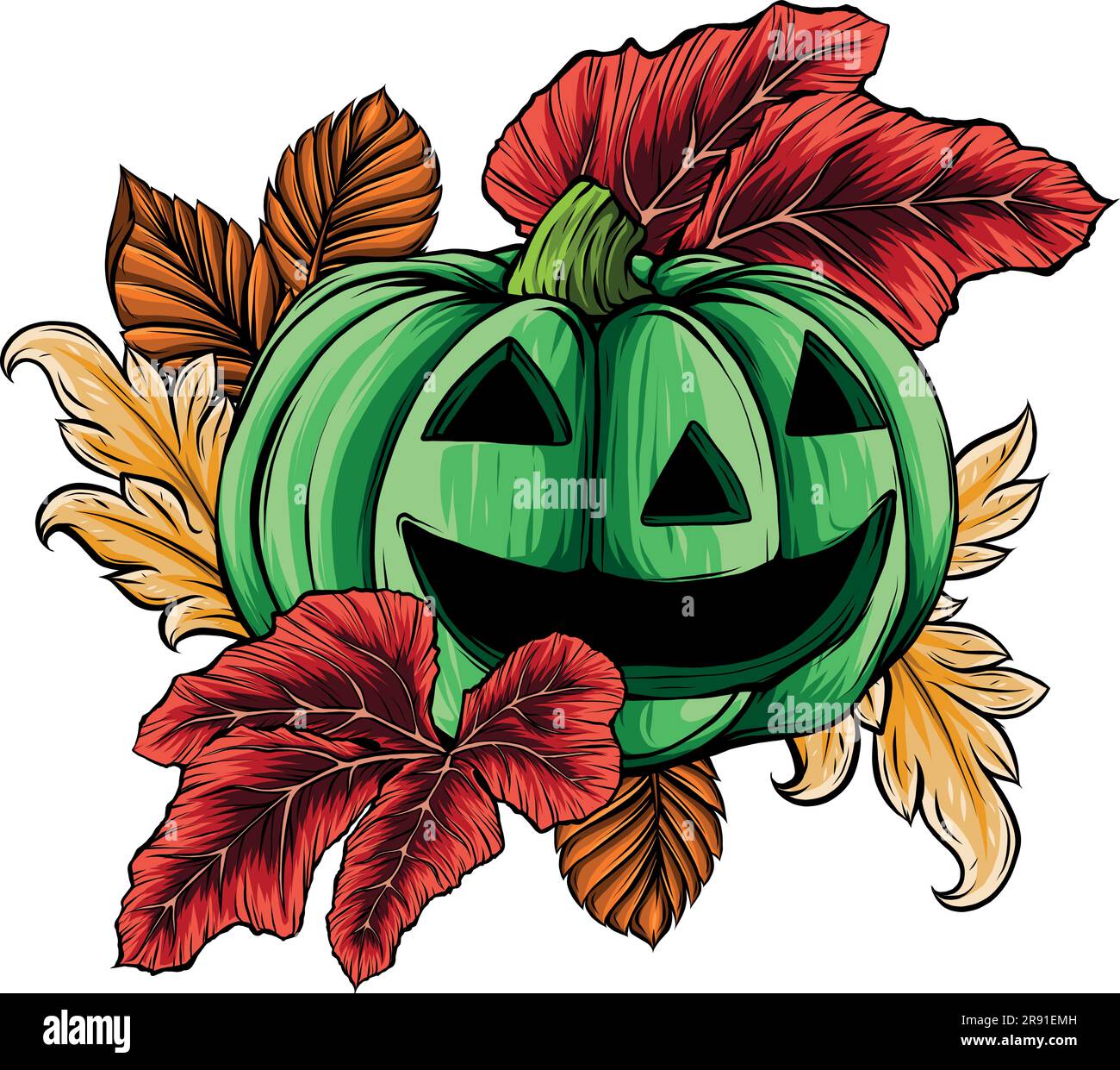 vector illustration of Halloween pumpkin on white background Stock ...
