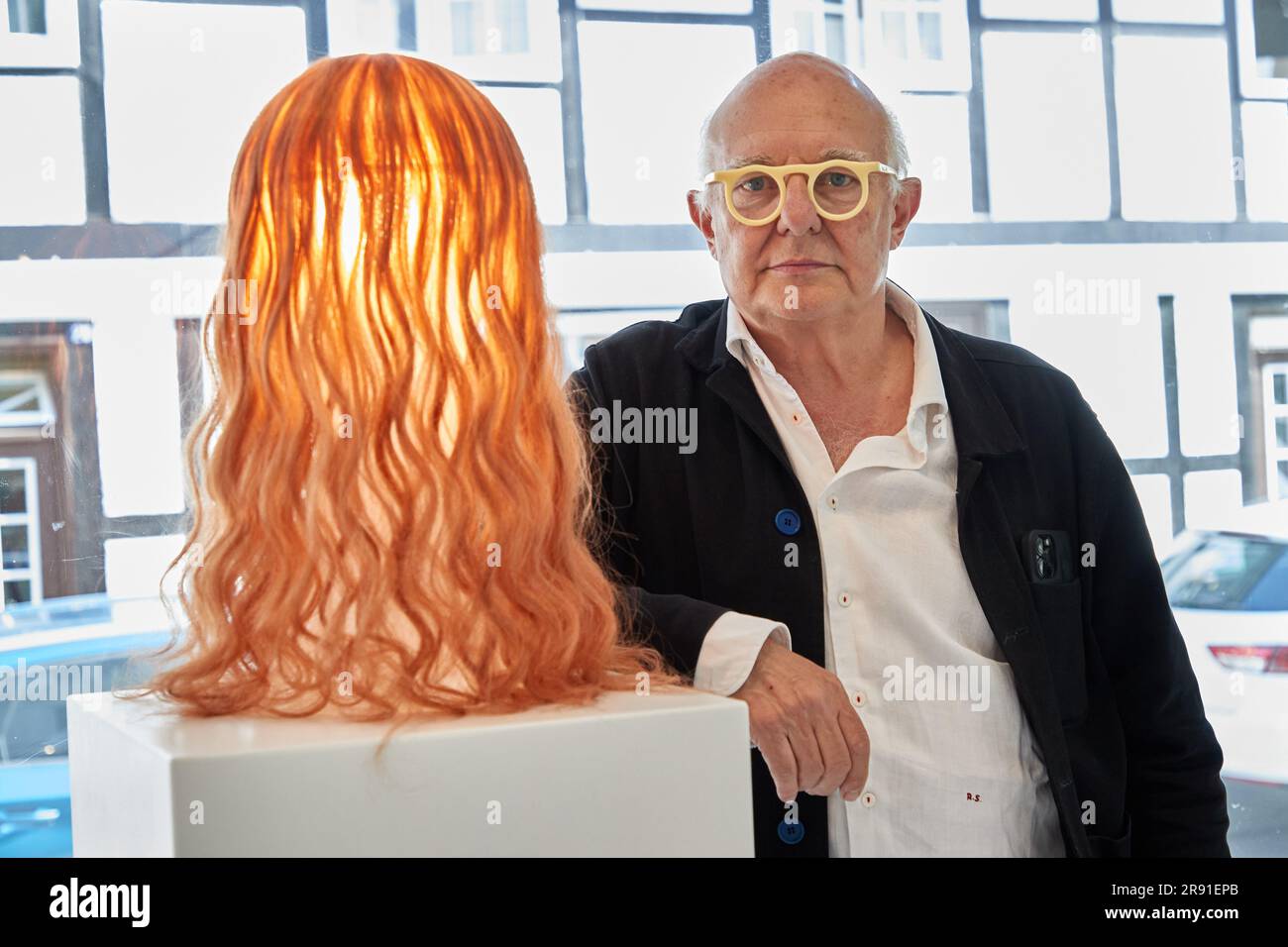 Hamburg, Germany. 23rd June, 2023. Rolf Sachs, artist, stands next to ...