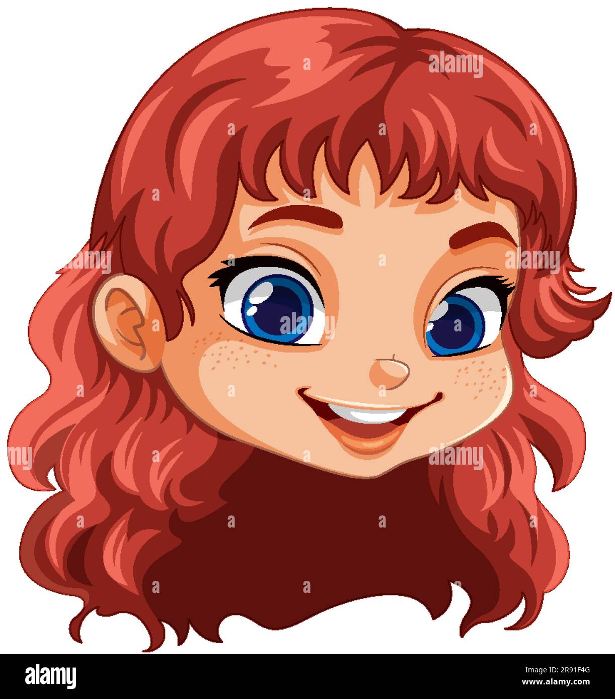 Cute Girl Face with Red Hair Vector illustration Stock Vector Image ...