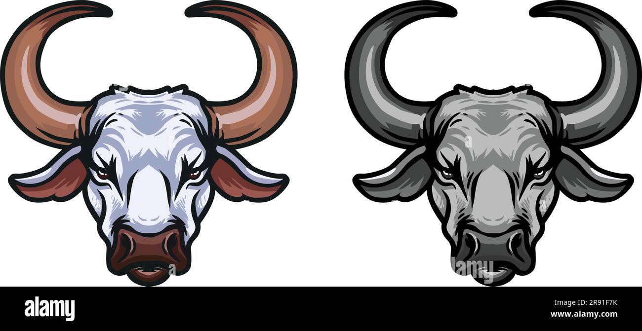 Bull Face Illustration. Wild. Face. Vector Stock Vector Image &amp; Art - Alamy