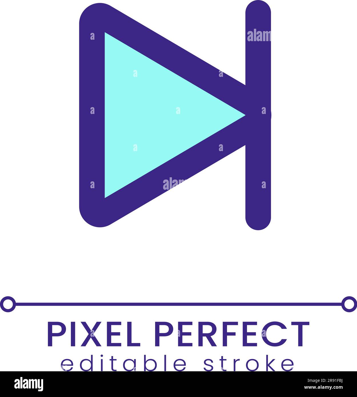 Skip to end pixel perfect RGB color ui icon. Multimedia player control ...