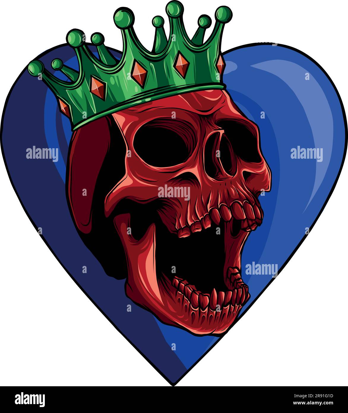 vector illustration of skull with crown on white background Stock ...