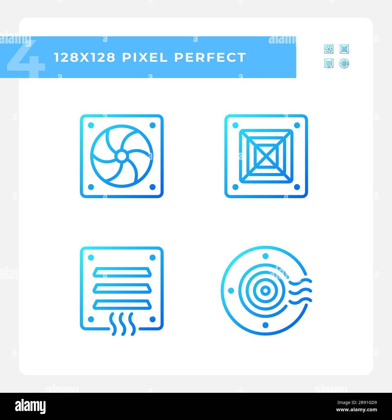 Air system gradient linear vector icons set Stock Vector