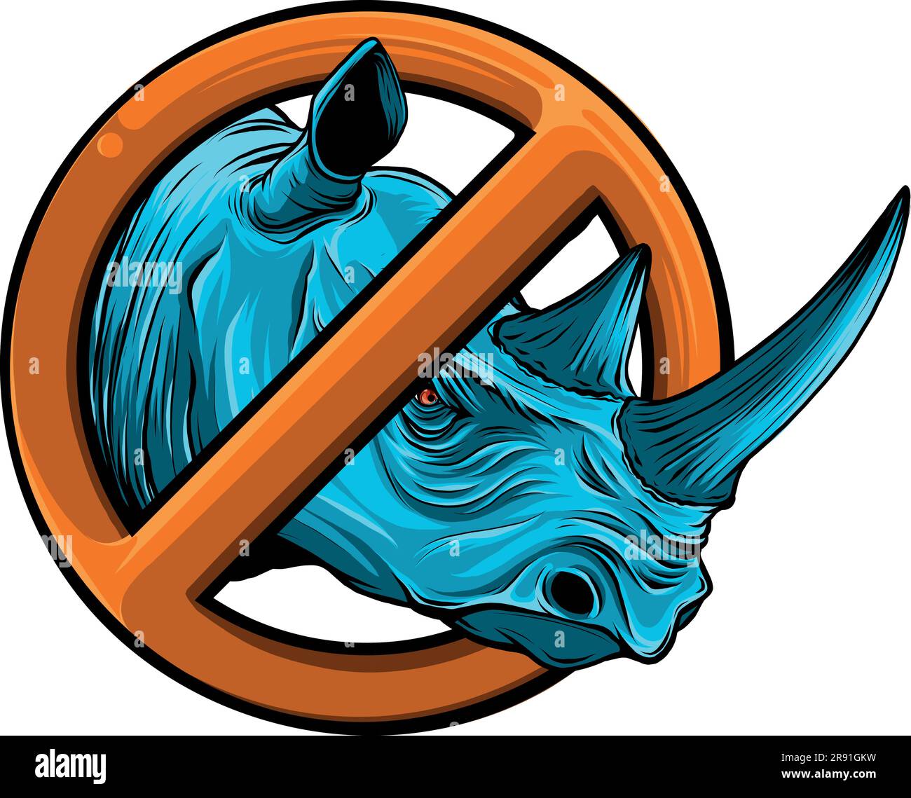 vector No Rhinoceros Sign on White Background Stock Vector Image & Art ...