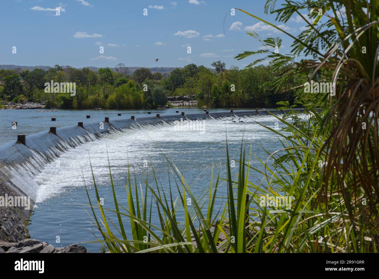 Views of the Ivanhoe Crossing with the river water flowing continuously over the road near