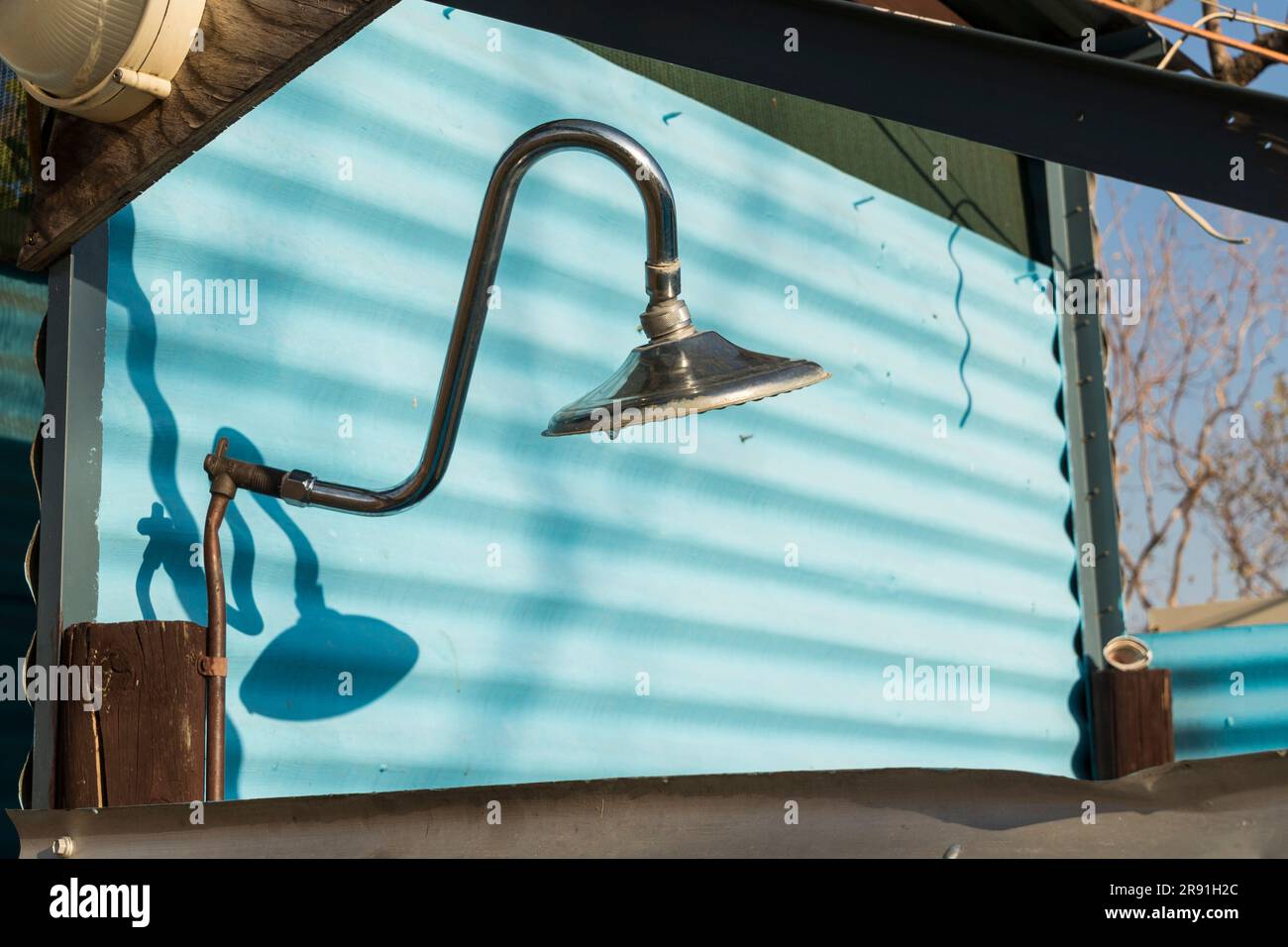An outdoor shower in an Outback campsite near Kakadu National Park in
