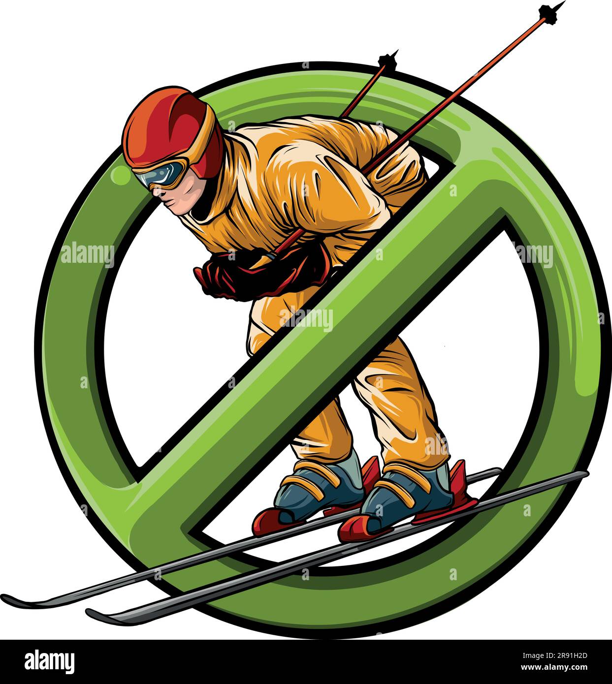 Vector Illustration Of Ban Skiing On White Background Stock Vector vector-illustration-of-ban-skiing-on-white-background-stock-vector