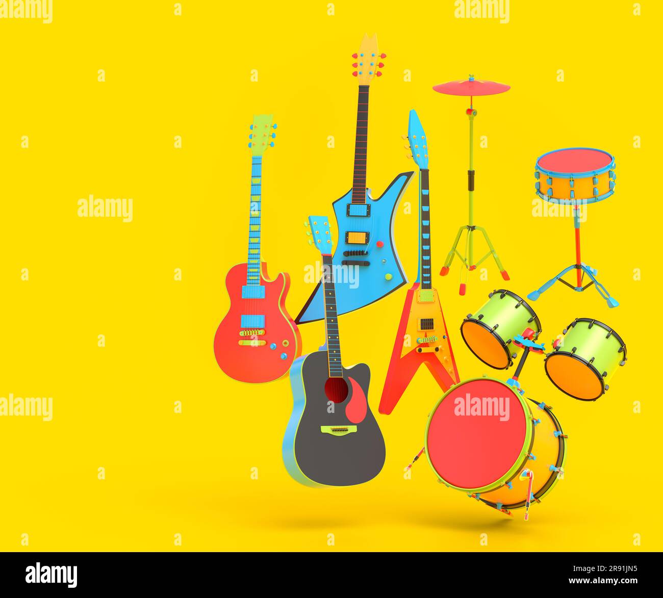 Set of musical percussion instruments Royalty Free Vector