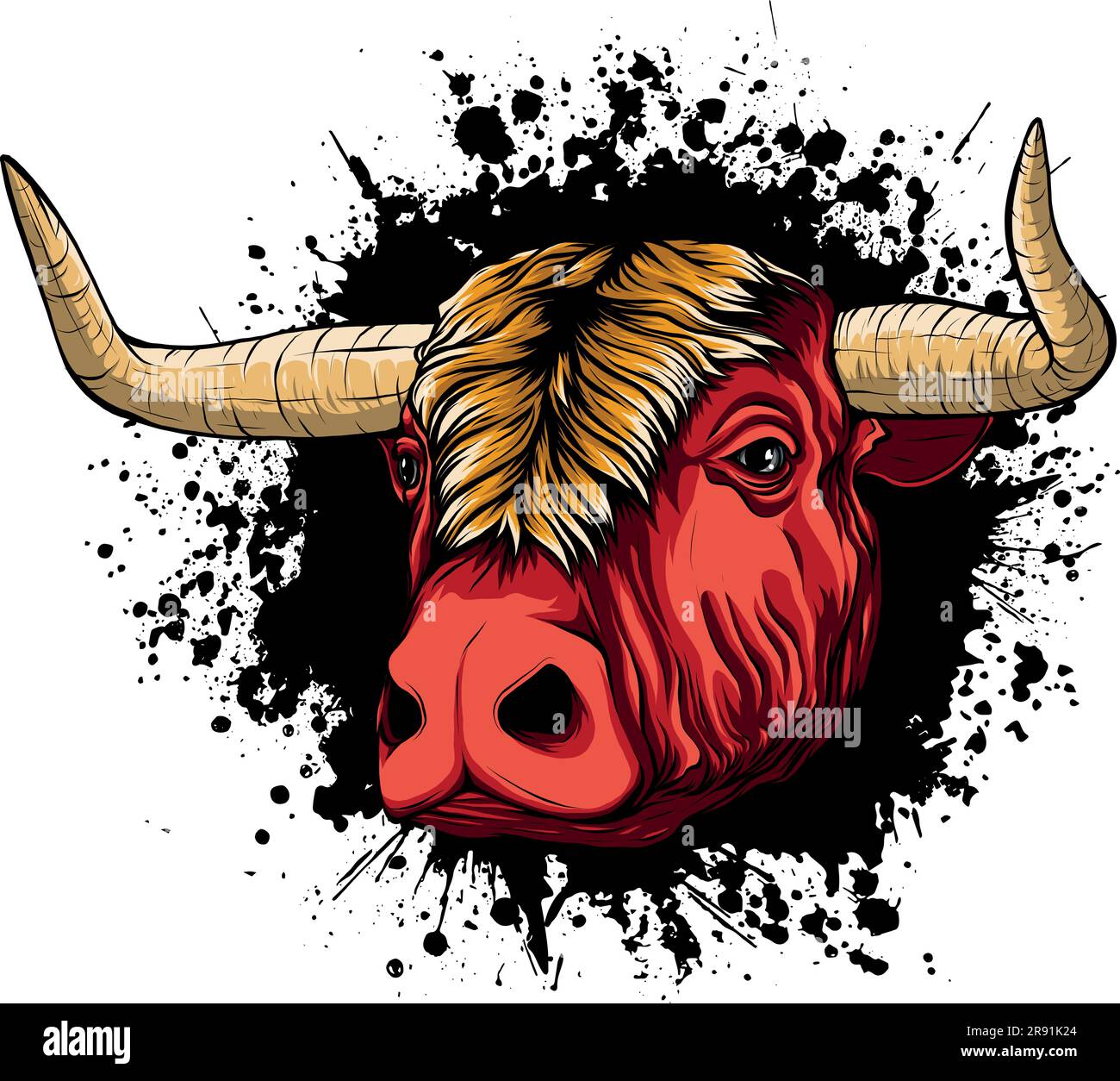 vector illustration of head bull isolated on white background Stock Vector