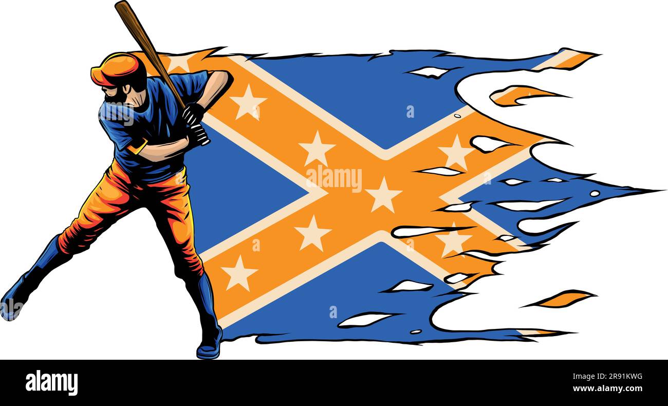 vector illustration of Baseball player with northerner flag Stock Vector