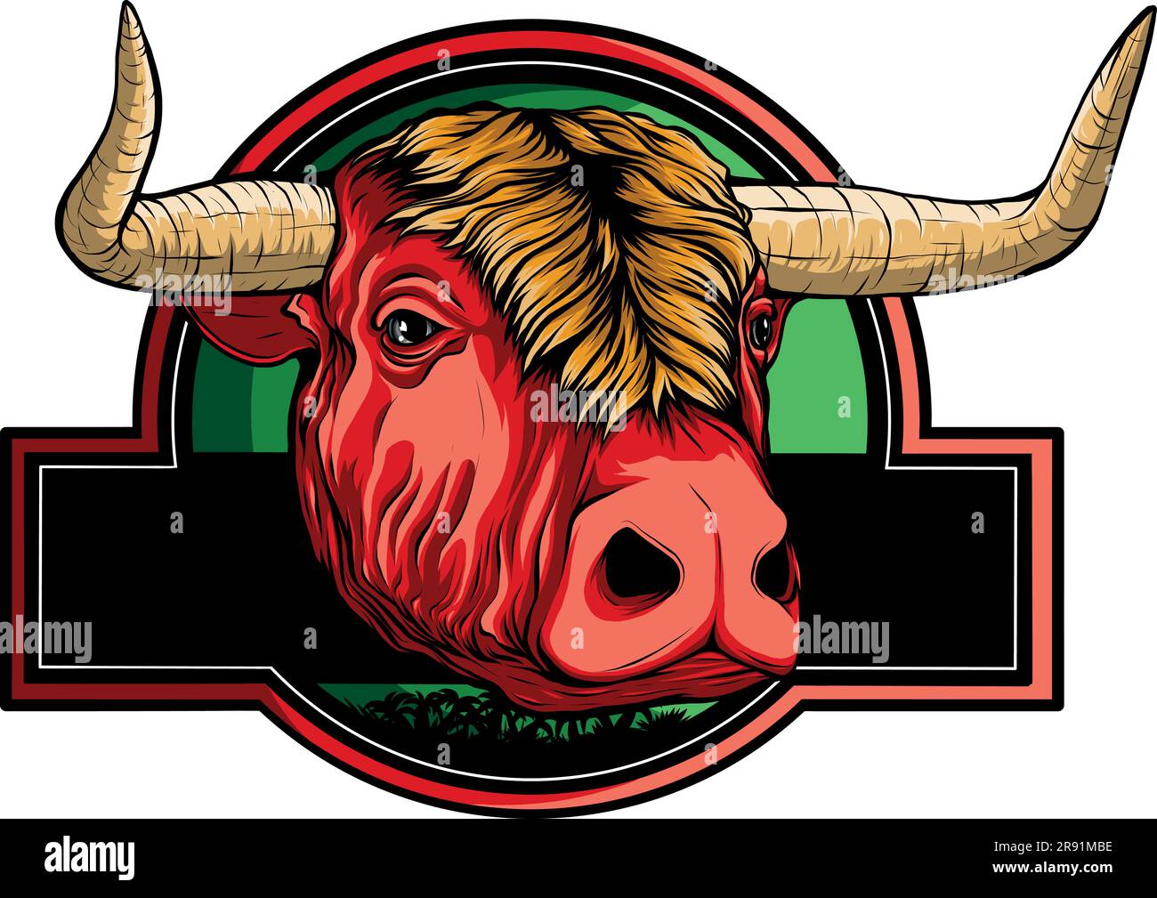 vector illustration of cow head on logo design Stock Vector
