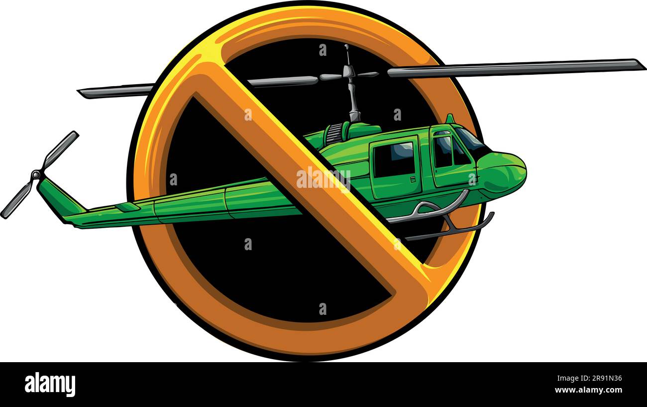 vector illustration of Prohibition sign for all Helicopters. Stock Vector