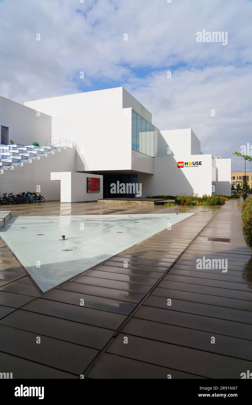 BILLUND, DENMARK –21 AUG 2022- View of Lego House, known as Home of the Brick, located near Legoland and the headquarters of The Lego Group in Billund Stock Photo