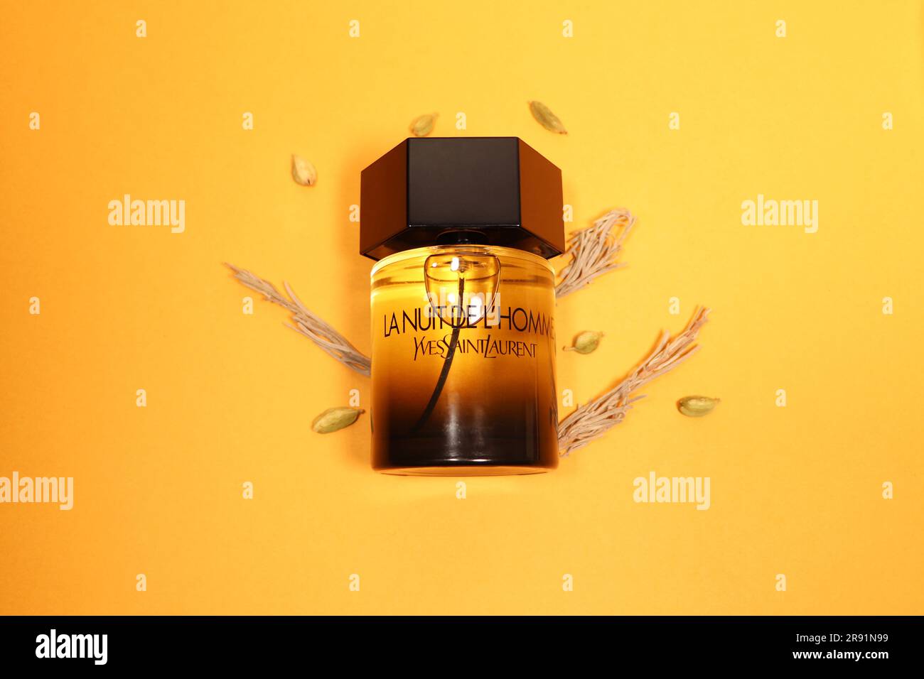 This is a bottle of Yves Saint Laurent La Nuit De L Homme L Intense Eau de Parfum Spray a Stock Photo Alamy