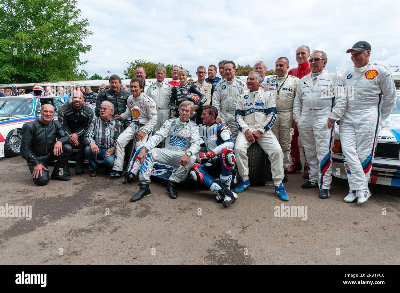 BMW drivers and riders at Goodwood Festival of Speed 2016. Celebration of BMW motorsport history Stock Photo