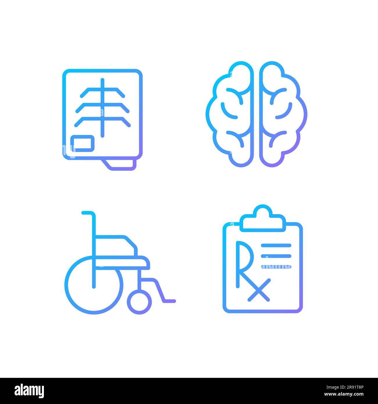 Treatment pixel perfect gradient linear vector icons set Stock Vector