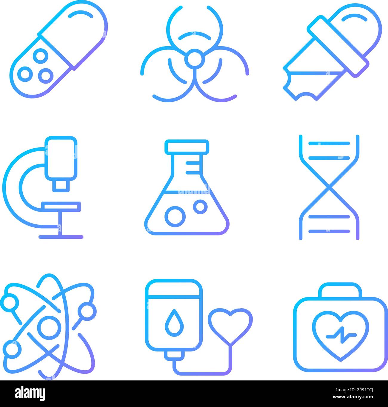 Science related pixel perfect gradient linear vector icons set Stock Vector