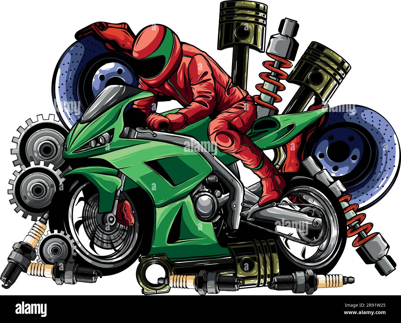 Vector illustration of motorbike with Spares design Stock Vector Image ...