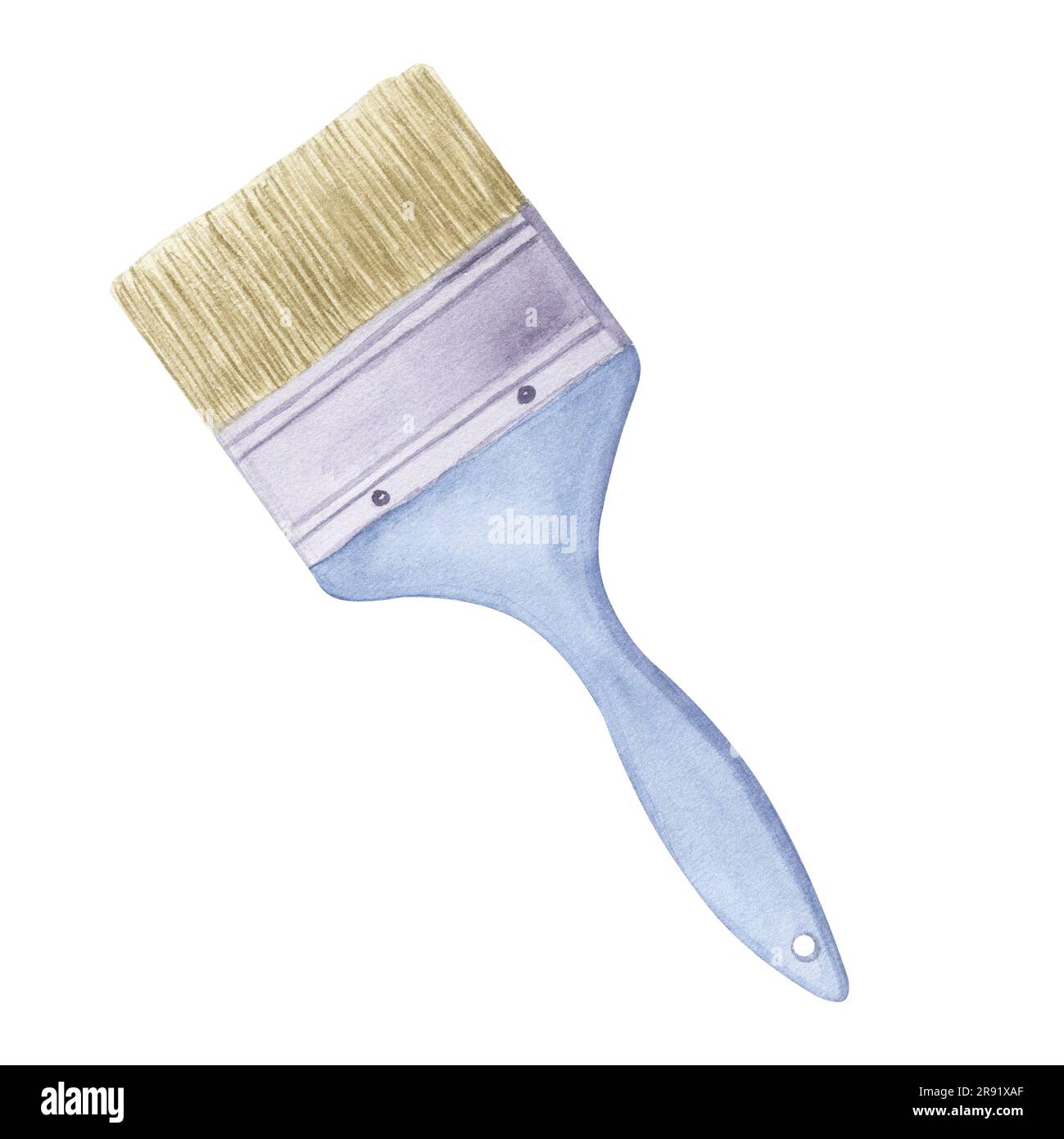 Paint brush, bristles, blue handle, repair tool. Decorating and