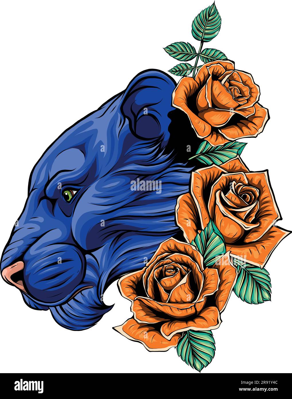 vector illustration of female lion head with roses Stock Vector Image & Art Alamy