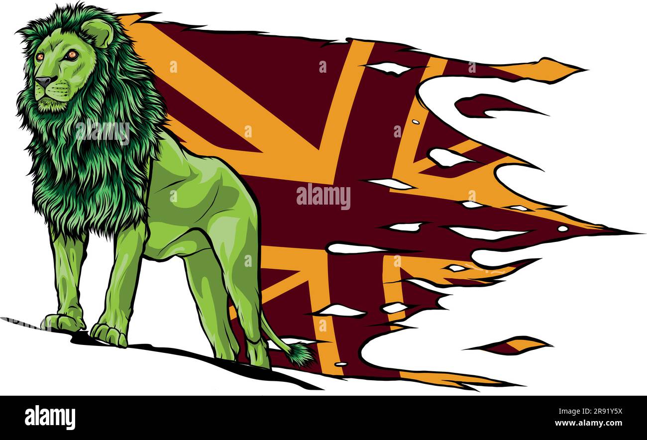 vector illustration of a Lion swith British Great Britain union jack
